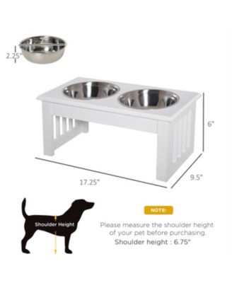 17.3 in. Dog Bowls Pet Food Bowl Stand in White