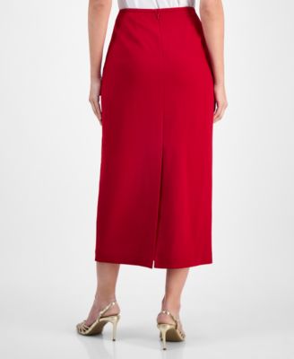 Women's Stretch Crepe Column Midi Skirt