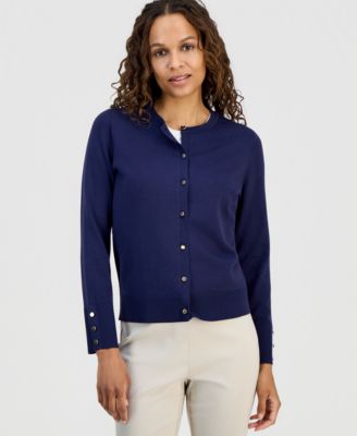 Petite Solid Cropped Cardigan