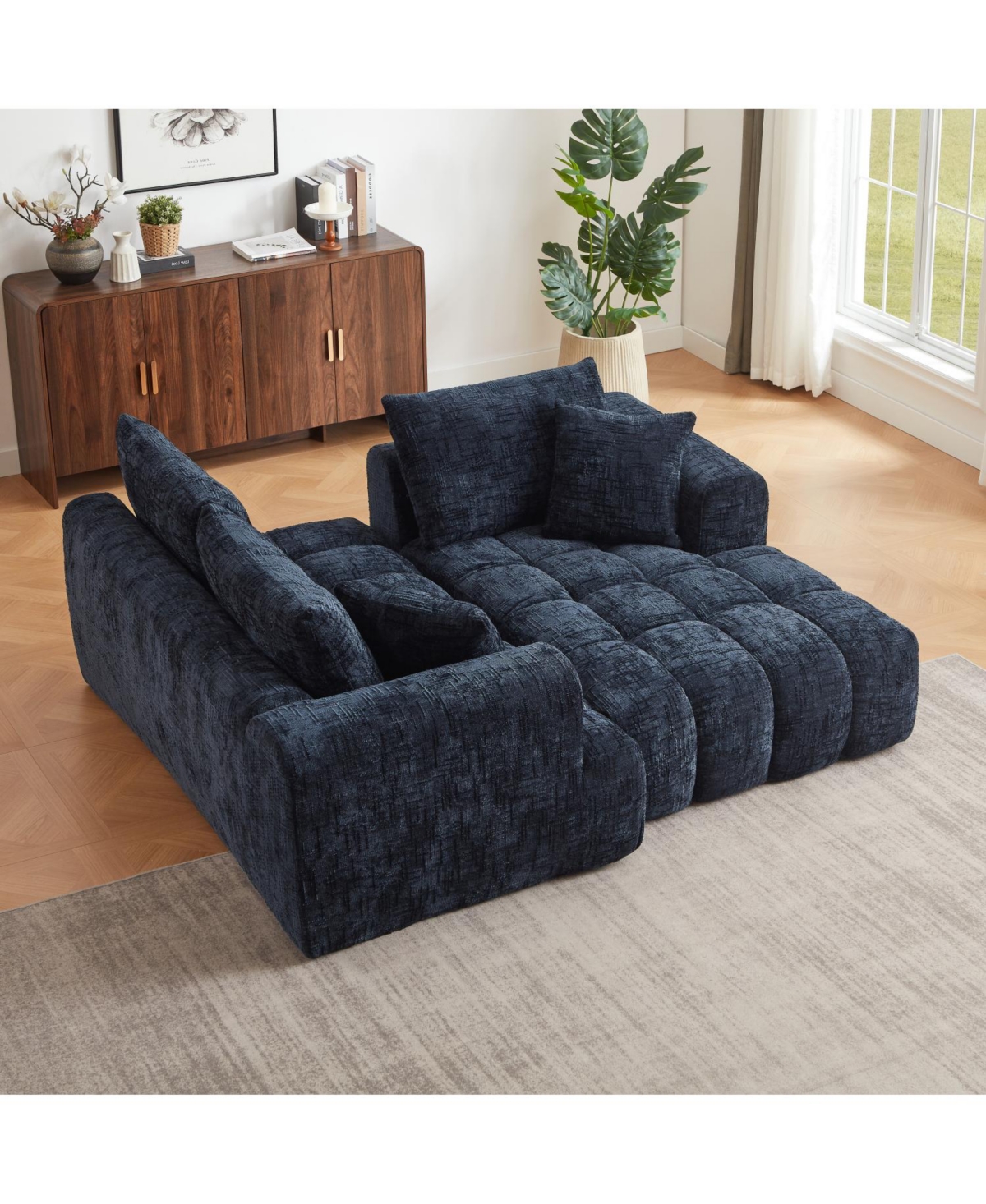 Streamdale Furniture Chenille L-Shape Sectional Sofa Sleeper Couch