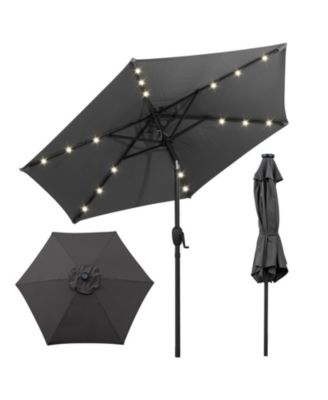 Solar Patio Umbrella with LED Lights and Crank Handle