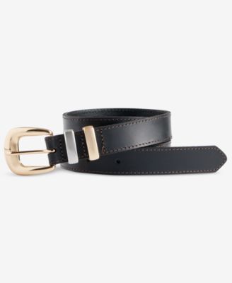 Multi-Tone Hardware Leather Belt