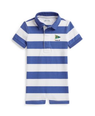 Baby Boys' Striped Sailboat Embroidered Rugby Collar Shortall