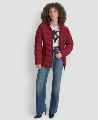 Women's Chevron-Quilted Full-Zip Puffer Jacket