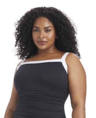 Plus Size Square Neck One-Piece Swimsuit