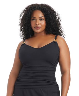 Plus Size Pique Ole Scoop Neck Tankini Swim Top