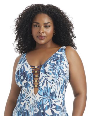 Plus Size Turning Tides Full Coverage One-Piece Swimsuit