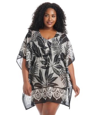 Plus Size Island Time Pull-On Cover-Up Caftan