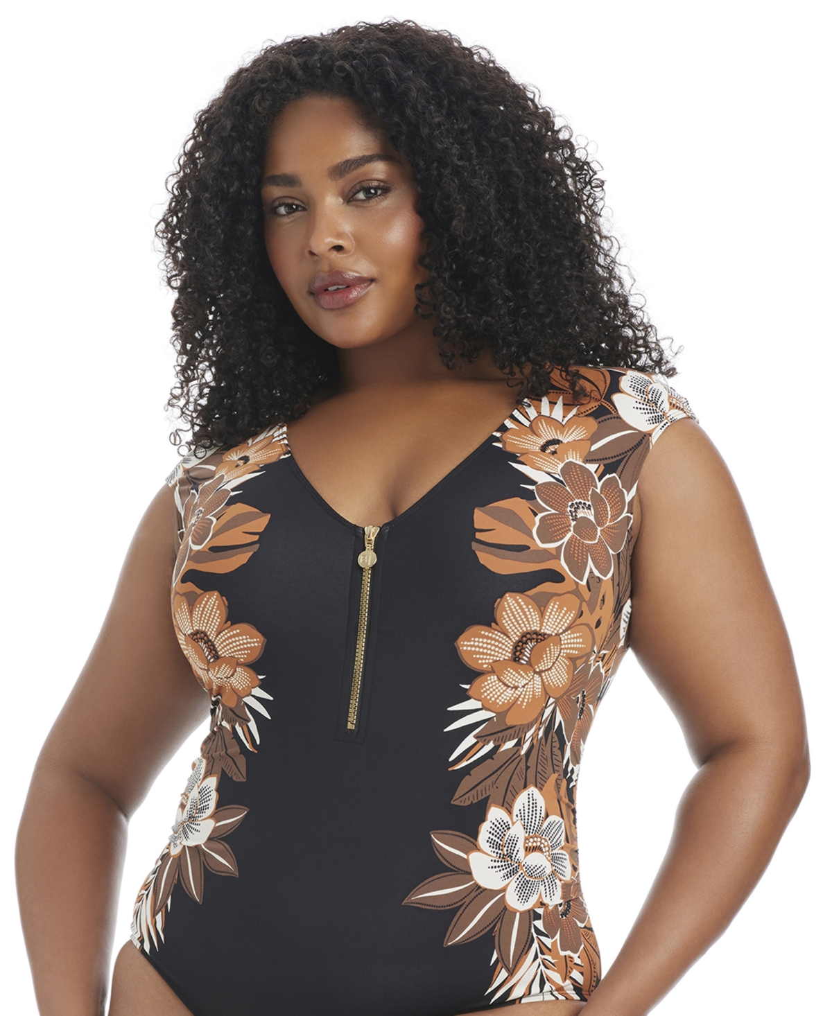 Bleu by Rod Beattie Plus Moddy Blooms Full Coverage One-Piece Swimsuit