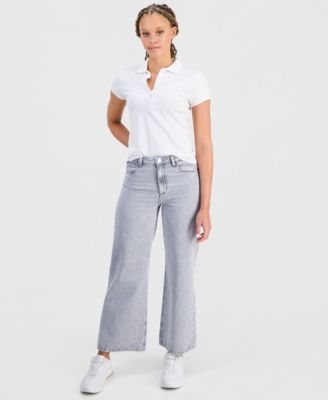 Women's Cotton High-Rise Wide-Leg Jeans