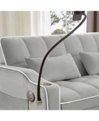 Foldable Velvet Sleeper Sofa Bed with USB, Phone Stand & Adjustable Back