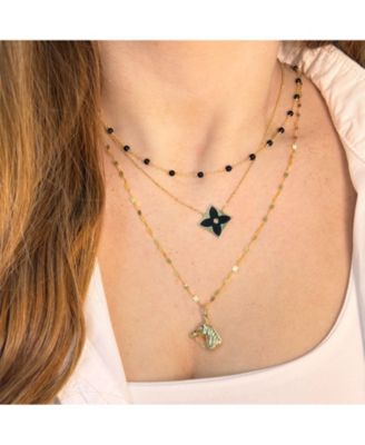 Onyx Luxe Flower Necklace 14K Gold