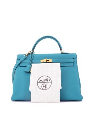 Kelly 35 Handbag Blue Togo with Gold Hardware