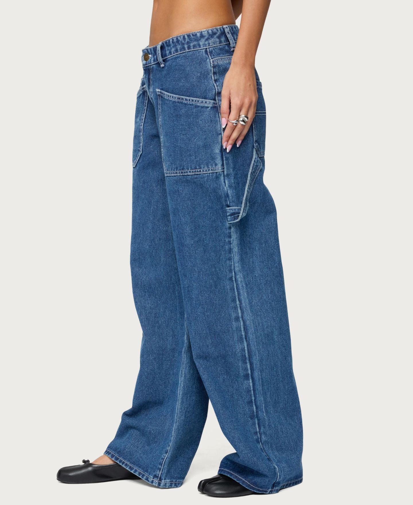 Женские джинсы Edikted Connie Low Rise Baggy Carpenter, цвет: Синий — фото 4