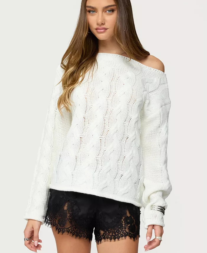 Women's Nellie Off Shoulder Cable Knit Sweater - thumbnail 6