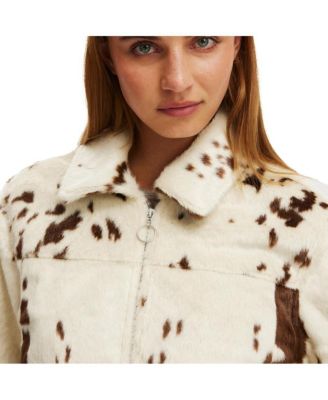Women's Cow Faux Fur Jacket