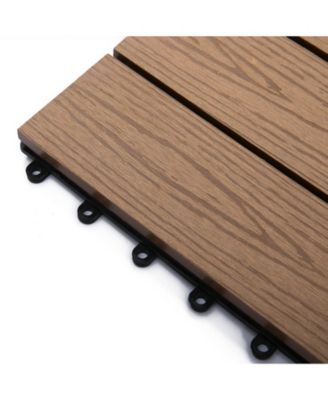 12" 11-Piece Wood-Plastic Composite Interlocking Deck Tiles