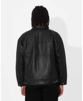 Men's Oversized Leather Trucker Jkt