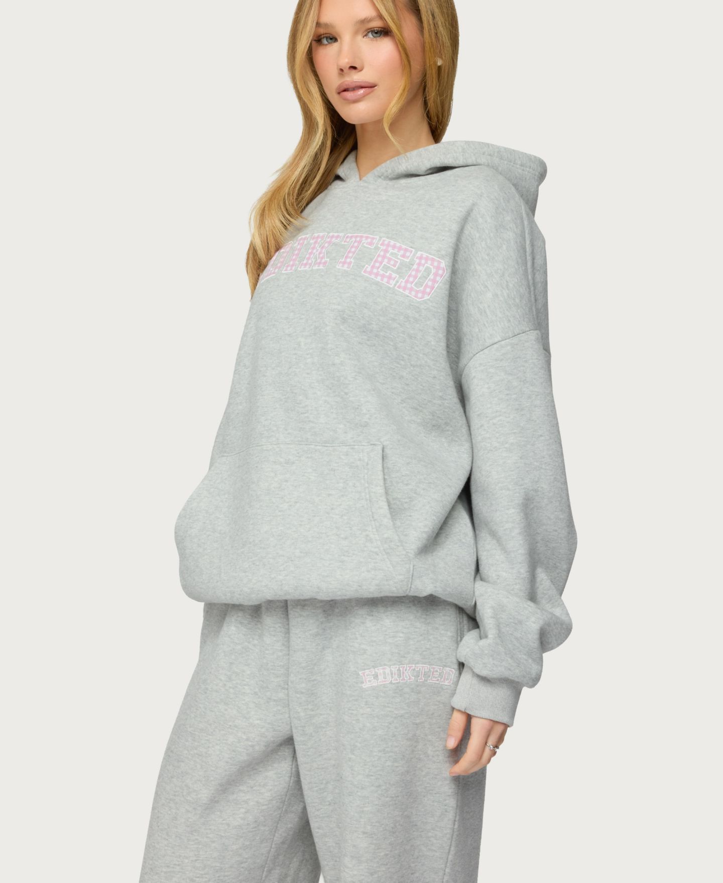 Женское худи Edikted Lover Oversized, цвет: Серый меланжевый — фото 4