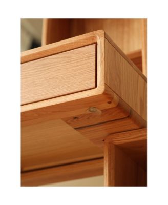 Solid Wood Vanity Table with Mirror and Storage Drawers