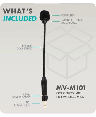MV-M101 Gooseneck Omnidirectional Lavalier Microphone- Compatible Wireless Transmitters
