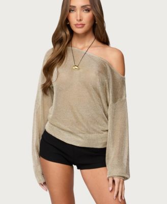Women's Charlo Off Shoulder Shiny Knit Top