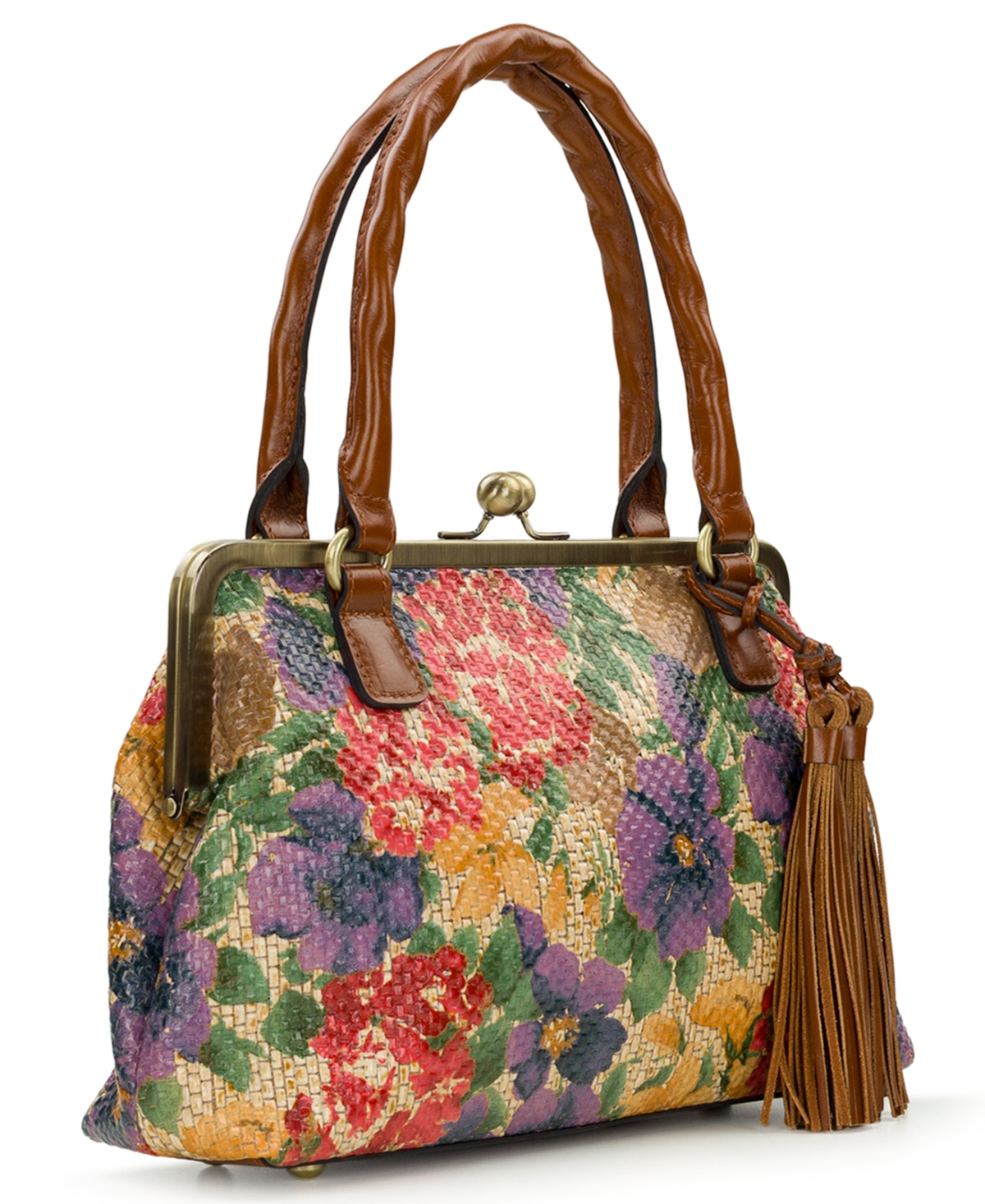 Patricia Nash Marie Frame Painted French Hydrangeas Medium Handbag