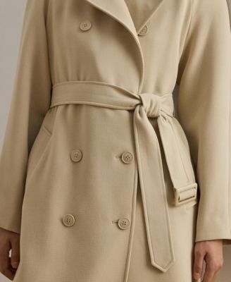 Women's Double Breasted Belted Crepe Trench Coat