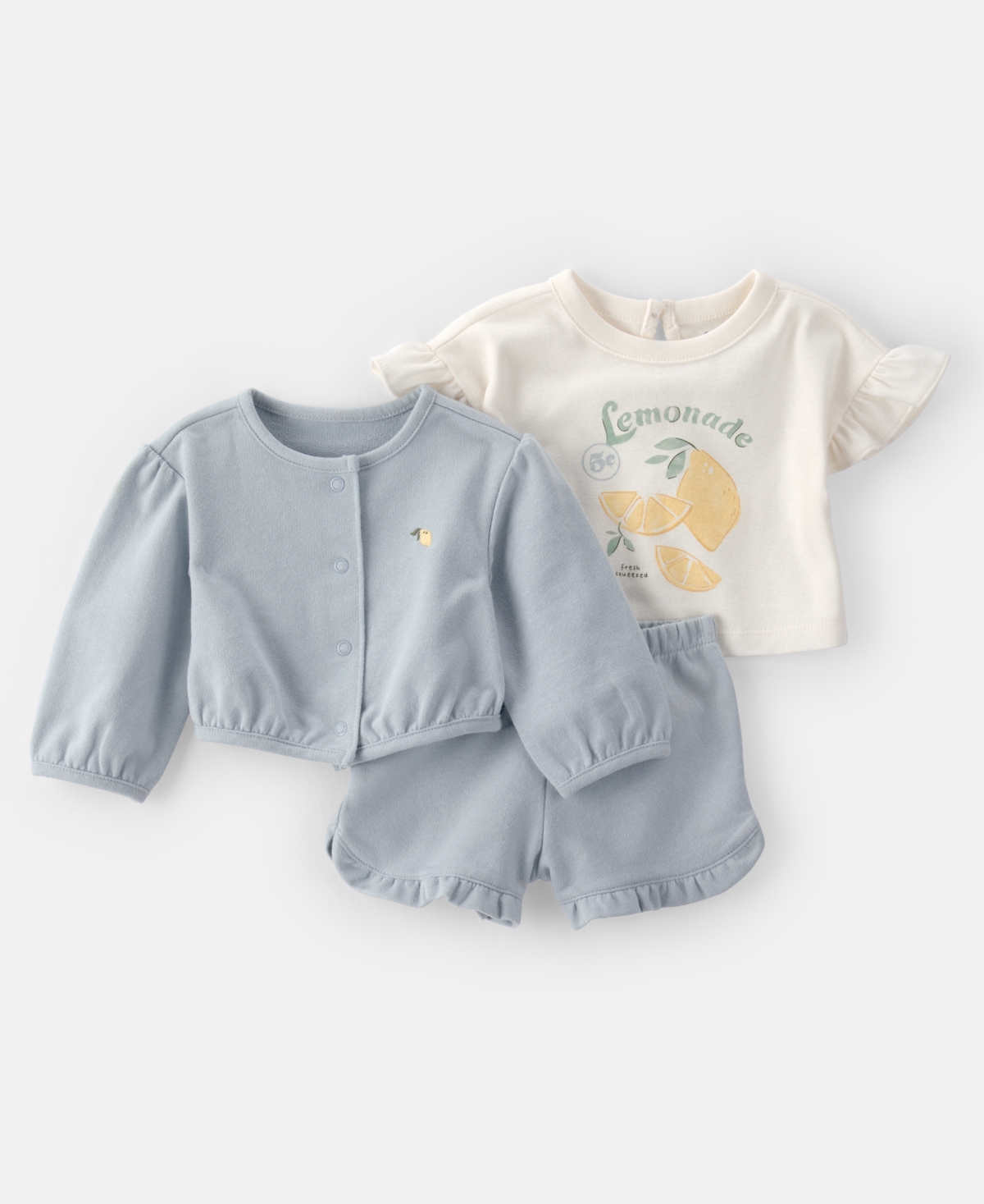 Carter's Baby Girls' Cardigan, Top and Shorts, 3-Piece Set