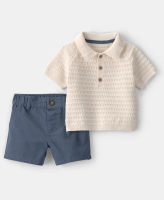 Baby Boys' Collared Shirt and Shorts, 2-Piece Set