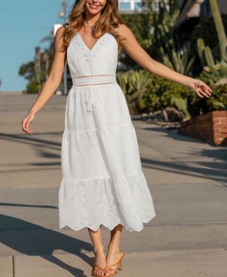 Women's Tropical Wind White Maxi Beach Dress
