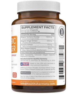 Turmeric Curcumin & Ginger Capsules, Black Pepper Bioperine, Ginger Extract, & 95% Curcuminoids Powder for Joint Support