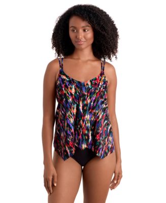 Mimi Flamingo Women's Handkerchief Hem Pull-On Tankini Top and