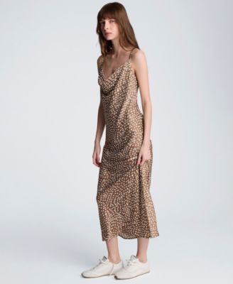 Women's Polka Dot Cowl Neck Slip Dress