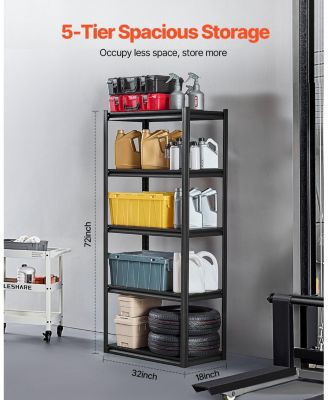 5-Tier Storage Shelves, 2000-Lb Capacity, 18"D x 32"W x 72"H, Adjustable Metal Utility Rack