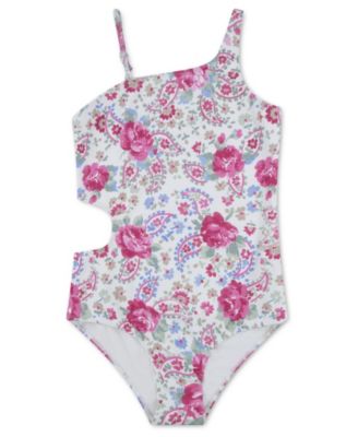 Girls' Asymmetrical Cutout One-Piece Swimsuit