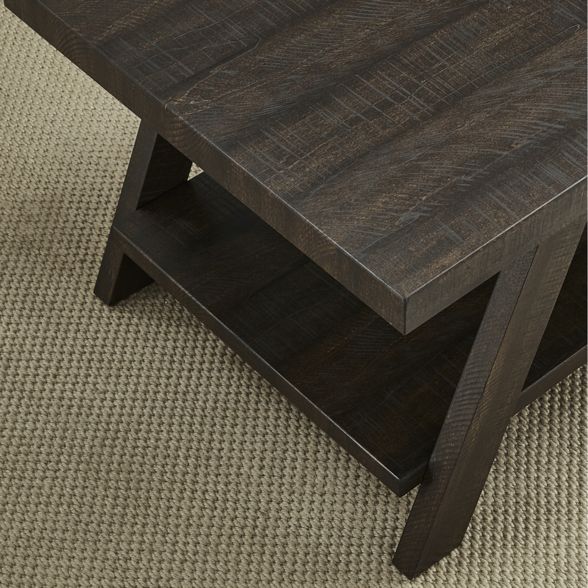 Streamdale Furniture Wood Shelf Side Table in Weathered Espresso