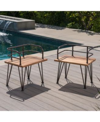 Rustic Acacia Wood Patio Chair Set (Set of 2)