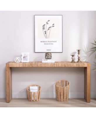  69" Natural Seagrass Console Table – Handwoven Top with Engineered Wood Frame