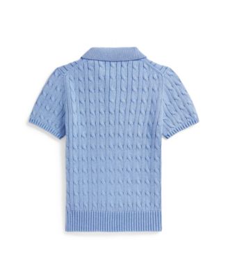 Boys' 8-20 Cable-Knit Cotton Polo Sweater