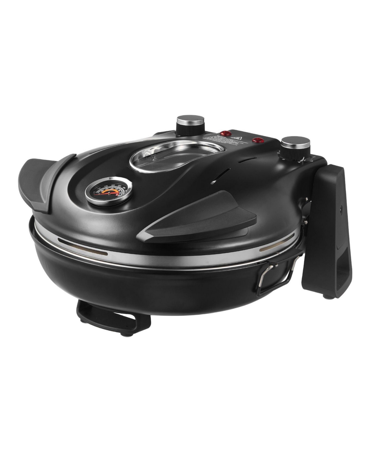 Mecale Electric Pizza Oven, 12", 1200W, Cordierite Stone, 5 Heat Modes, Viewing Window, Up to 788°F, Black