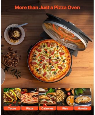 Electric Pizza Oven, 12", 1200W, Cordierite Stone, 5 Heat Modes, Viewing Window, Up to 788°F, Black