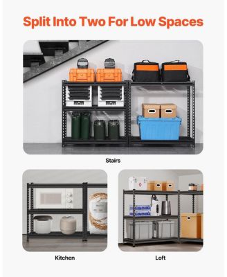 5-Tier Storage Shelves, 2000-Lb Capacity, 16"D x 36"W x 72"H, Adjustable Heavy-Duty Utility Rack, Black