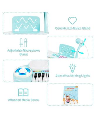 37-Key Kids Electric Keyboard Piano with Microphone, Music Stand, and Learning Functions