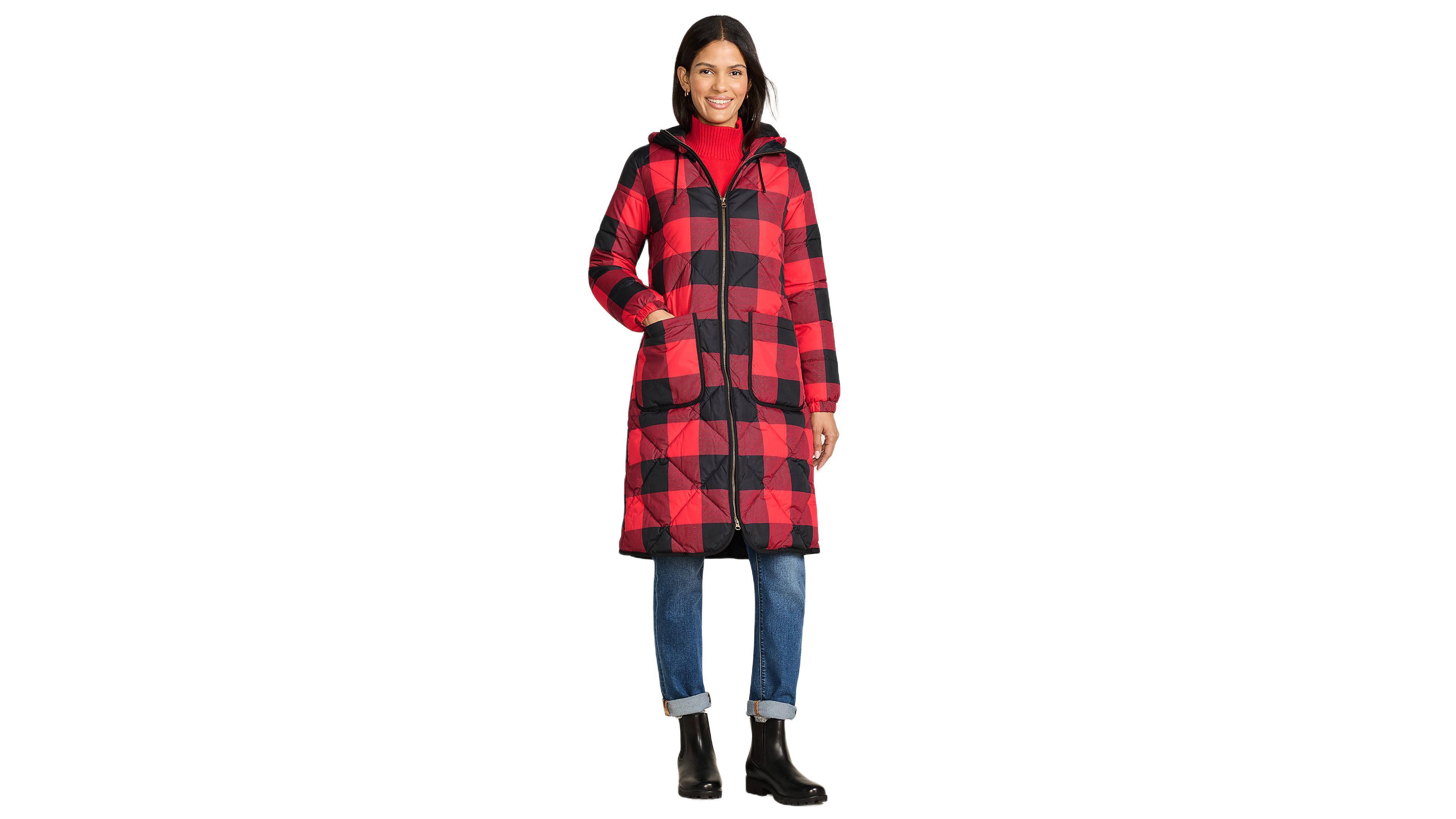 Lands' End Women's Print FeatherFree Insulated Diamond Quilted Maxi Coat