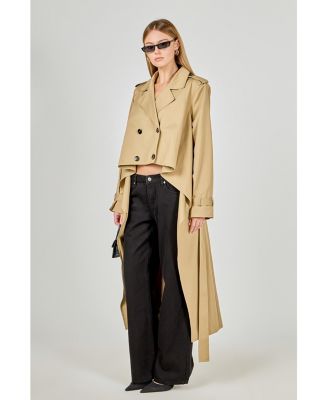 Women's High Low Hem Trench Coat