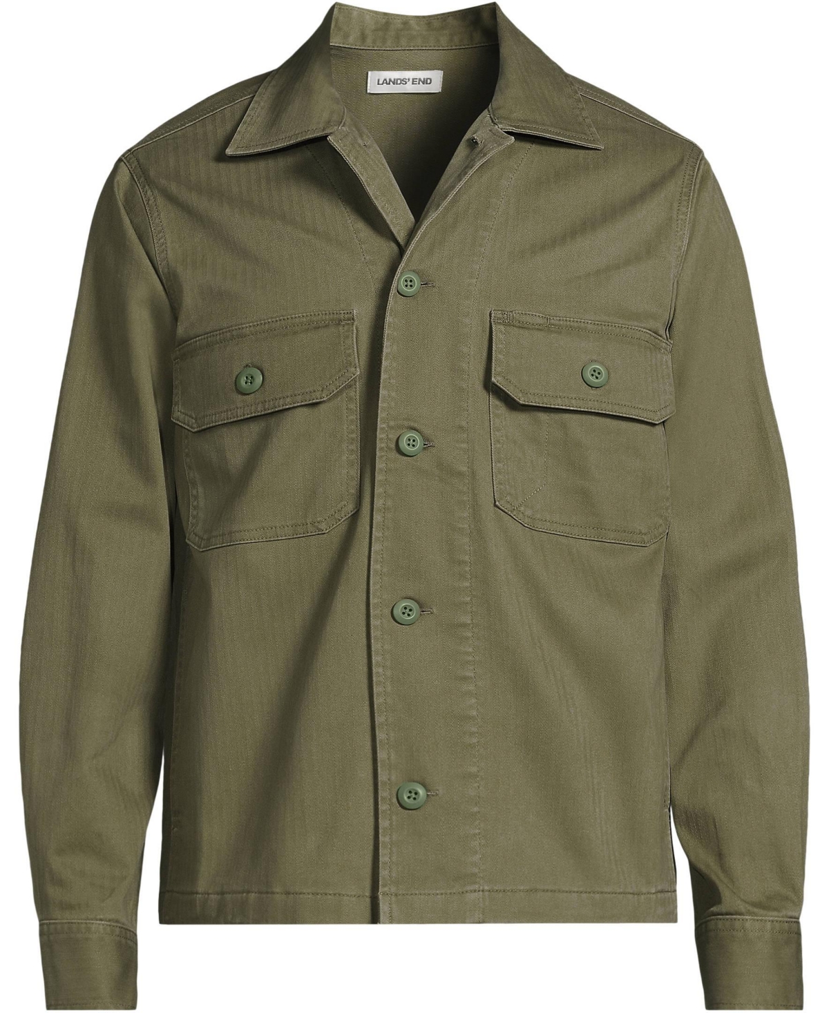 Lands' End Men's Herringbone Utility Shirt Jacket