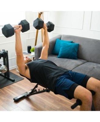 Iron Hexagonal Cast Home Exercise Dumbbell Free Weight, 30 Pounds