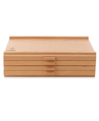 4 Drawer Wooden Artist Storage Supply Box for Pastels, Pencils, Pens, Markers, Brushes and Tools