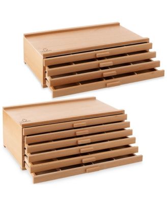 10 Drawer Wooden Artist Storage Supply Box for Pastels, Pencils, Pens, Markers, Brushes and Tools